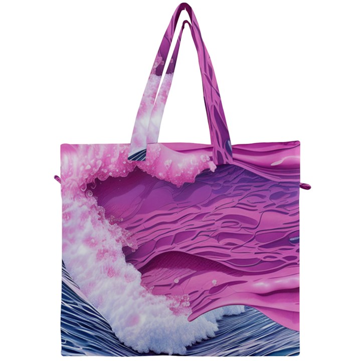 Abstract Pink Ocean Waves Canvas Travel Bag