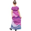 Abstract Pink Ocean Waves Kids  Short Sleeve Maxi Dress View2