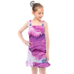 Abstract Pink Ocean Waves Kids  Overall Dress by GardenOfOphir