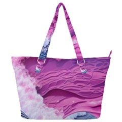 Abstract Pink Ocean Waves Full Print Shoulder Bag by GardenOfOphir