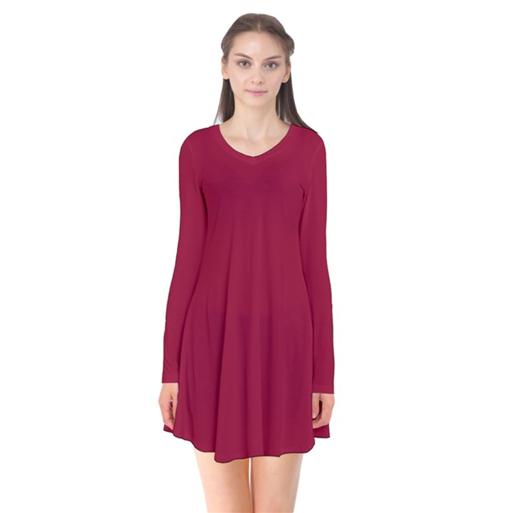 Jester Red	 - 	Long Sleeve V-neck Flare Dress