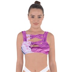 Abstract Pink Ocean Waves Bandaged Up Bikini Top