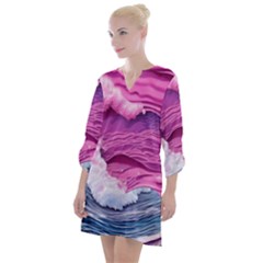 Abstract Pink Ocean Waves Open Neck Shift Dress by GardenOfOphir