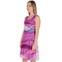 Abstract Pink Ocean Waves Knee Length Skater Dress With Pockets View2