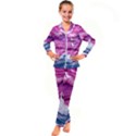 Abstract Pink Ocean Waves Kid s Satin Long Sleeve Pajamas Set View1