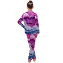 Abstract Pink Ocean Waves Kid s Satin Long Sleeve Pajamas Set View2