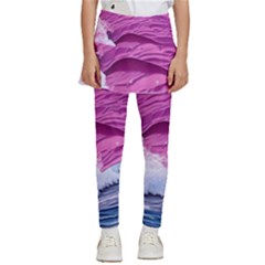 Abstract Pink Ocean Waves Kids  Skirted Pants by GardenOfOphir