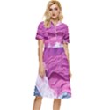 Abstract Pink Ocean Waves Button Top Knee Length Dress View1