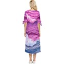 Abstract Pink Ocean Waves Bow Sleeve Chiffon Midi Dress View4