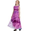 Abstract Pink Ocean Waves Kids  Satin Sleeveless Maxi Dress View2