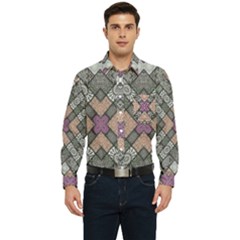 Mandala Decoration Floral Flower Indian Design Men s Long Sleeve Pocket Shirt  by Ravend