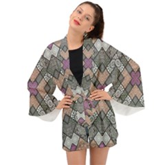 Mandala Decoration Floral Flower Indian Design Long Sleeve Kimono by Ravend