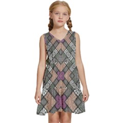 Mandala Decoration Floral Flower Indian Design Kids  Sleeveless Tiered Mini Dress by Ravend