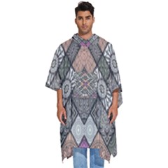 Mandala Decoration Floral Flower Indian Design Men s Hooded Rain Ponchos