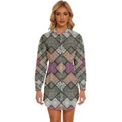 Mandala Decoration Floral Flower Indian Design Womens Long Sleeve Shirt Dress