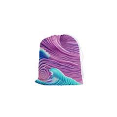 Pink Water Waves Drawstring Pouch (xs) by GardenOfOphir