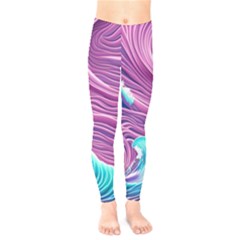 Pink Water Waves Kids  Leggings by GardenOfOphir