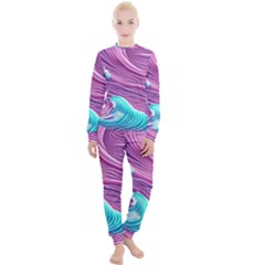 Pink Water Waves Women s Lounge Set by GardenOfOphir