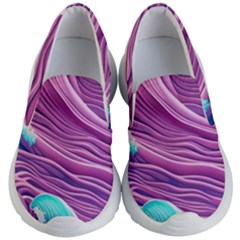 Pink Water Waves Kids Lightweight Slip Ons by GardenOfOphir