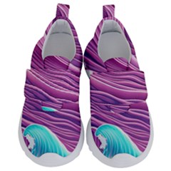 Pink Water Waves Kids  Velcro No Lace Shoes by GardenOfOphir