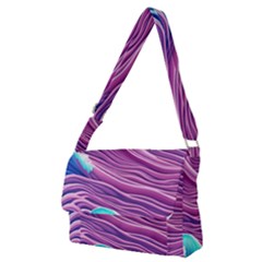 Pink Water Waves Full Print Messenger Bag (m) by GardenOfOphir