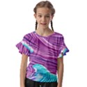 Pink Water Waves Kids  Cut Out Flutter Sleeves View1