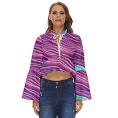 Pink Water Waves Boho Long Bell Sleeve Top by GardenOfOphir