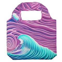 Pink Water Waves Premium Foldable Grocery Recycle Bag by GardenOfOphir