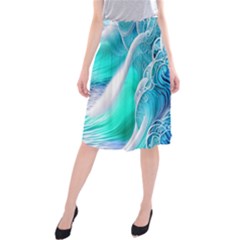 Pastel Simple Wave Midi Beach Skirt by GardenOfOphir