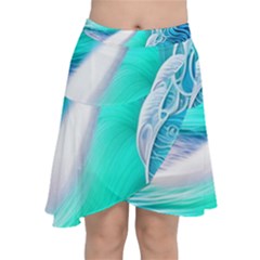 Pastel Simple Wave Chiffon Wrap Front Skirt by GardenOfOphir