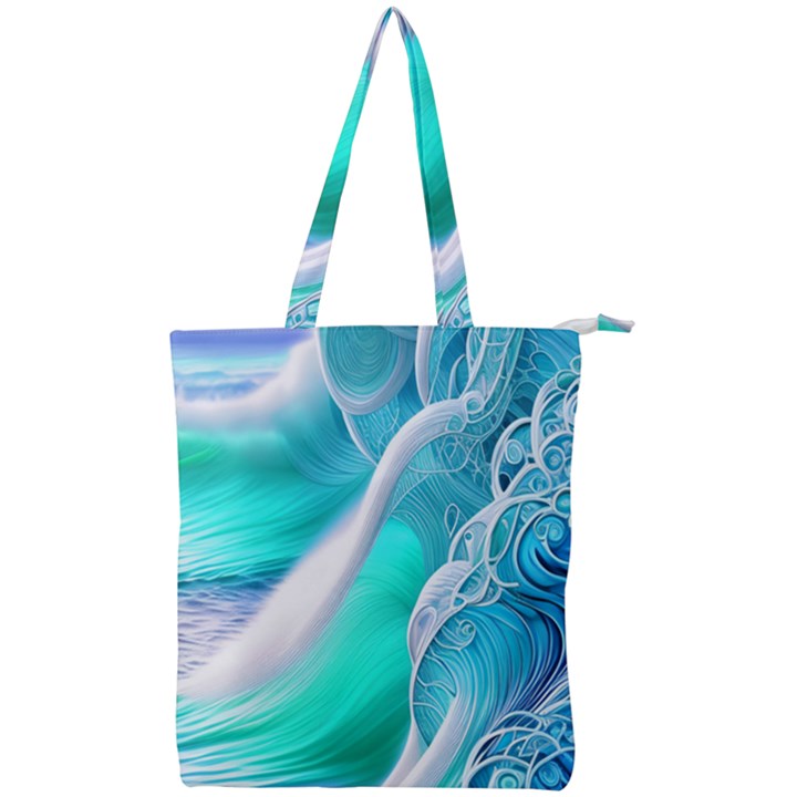 Pastel Simple Wave Double Zip Up Tote Bag