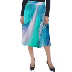 Pastel Simple Wave Classic Velour Midi Skirt  by GardenOfOphir