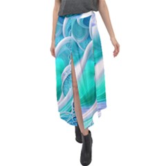 Pastel Simple Wave Velour Split Maxi Skirt by GardenOfOphir