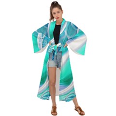 Pastel Simple Wave Maxi Kimono by GardenOfOphir