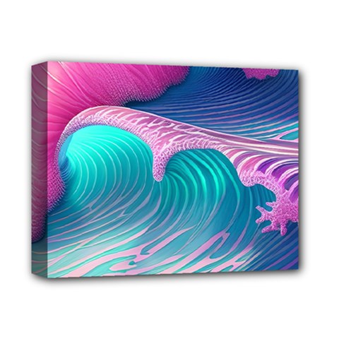 Pink Waves On The Beach Deluxe Canvas 14  X 11  (stretched) by GardenOfOphir