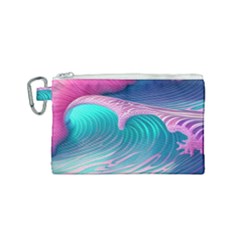 Pink Waves On The Beach Canvas Cosmetic Bag (small) by GardenOfOphir