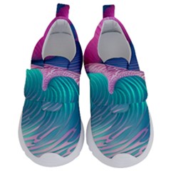 Pink Waves On The Beach Kids  Velcro No Lace Shoes by GardenOfOphir