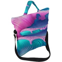 Pink Waves On The Beach Fold Over Handle Tote Bag by GardenOfOphir