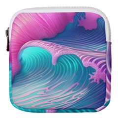 Pink Waves On The Beach Mini Square Pouch by GardenOfOphir