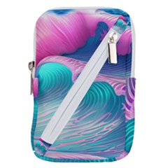 Pink Waves On The Beach Belt Pouch Bag (large) by GardenOfOphir