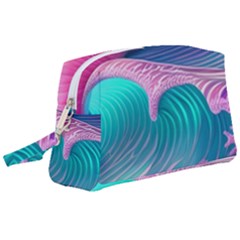 Pink Waves On The Beach Wristlet Pouch Bag (large) by GardenOfOphir