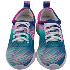 Pink Waves On The Beach Kids Athletic Shoes by GardenOfOphir