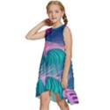 Pink Waves On The Beach Kids  Frill Swing Dress View2