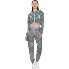 Mandala Decoration Floral Flower Indian Design Pattern Cropped Zip Up Lounge Set by Ravend