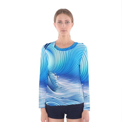 Nature s Beauty; Ocean Waves Women s Long Sleeve Tee by GardenOfOphir