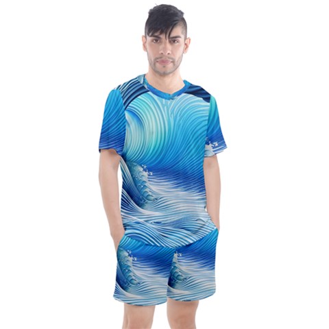 Nature s Beauty; Ocean Waves Men s Mesh Tee And Shorts Set by GardenOfOphir