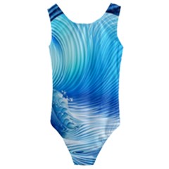 Nature s Beauty; Ocean Waves Kids  Cut-out Back One Piece Swimsuit by GardenOfOphir