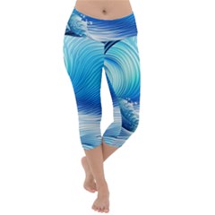 Nature s Beauty; Ocean Waves Lightweight Velour Capri Yoga Leggings by GardenOfOphir