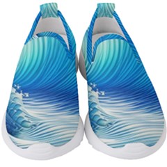 Nature s Beauty; Ocean Waves Kids  Slip On Sneakers by GardenOfOphir