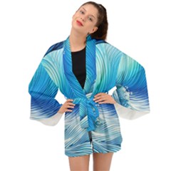 Nature s Beauty; Ocean Waves Long Sleeve Kimono by GardenOfOphir